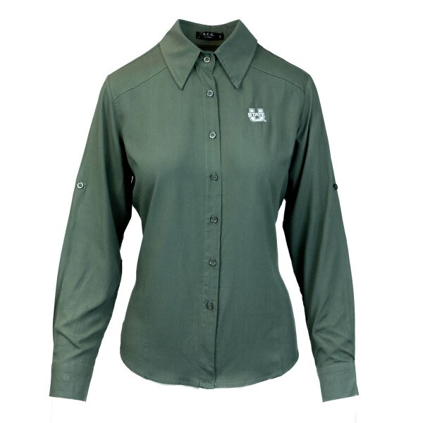 Button Down Olive Business Casual Women's Shirt U-State